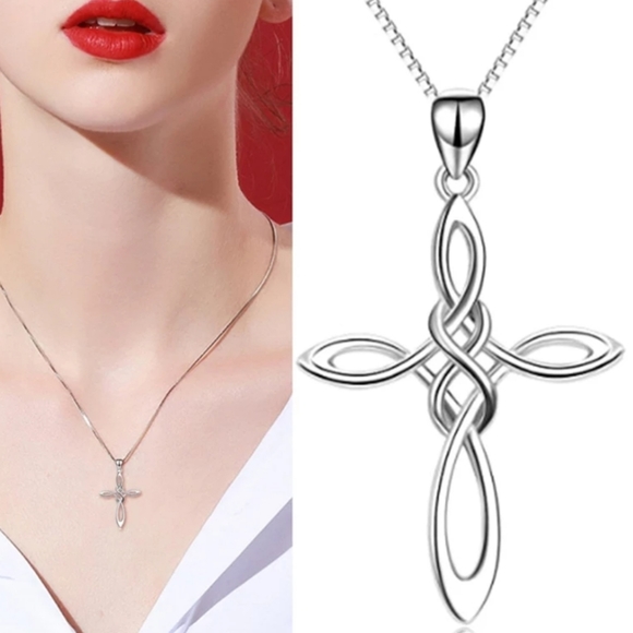 Celtics Knot Cross Pendant Necklace - Picture 2 of 5